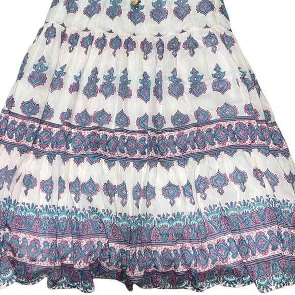 Alicia Bell Hazel Maxi Dress Turquoise Pink Drop Tiered Silk Blend size XS - Picture 7 of 11